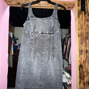 No Boundaries Gray Denim Dress